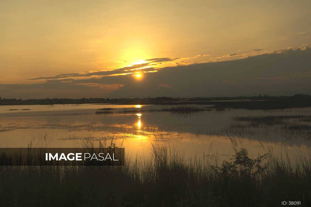 Sunset View Jagdishpur Lake, Kapilvastu