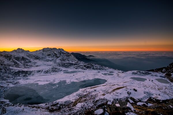 Frozen Panch Pokhari lake